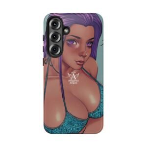 Cyberpunk Bikini Girl #1 Phone Case – Purple Hair Neon Art Cover