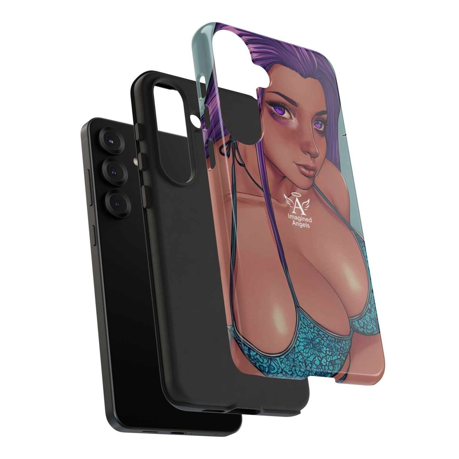 Cyberpunk Bikini Girl #1 Phone Case – Purple Hair Neon Art Cover - Image 6