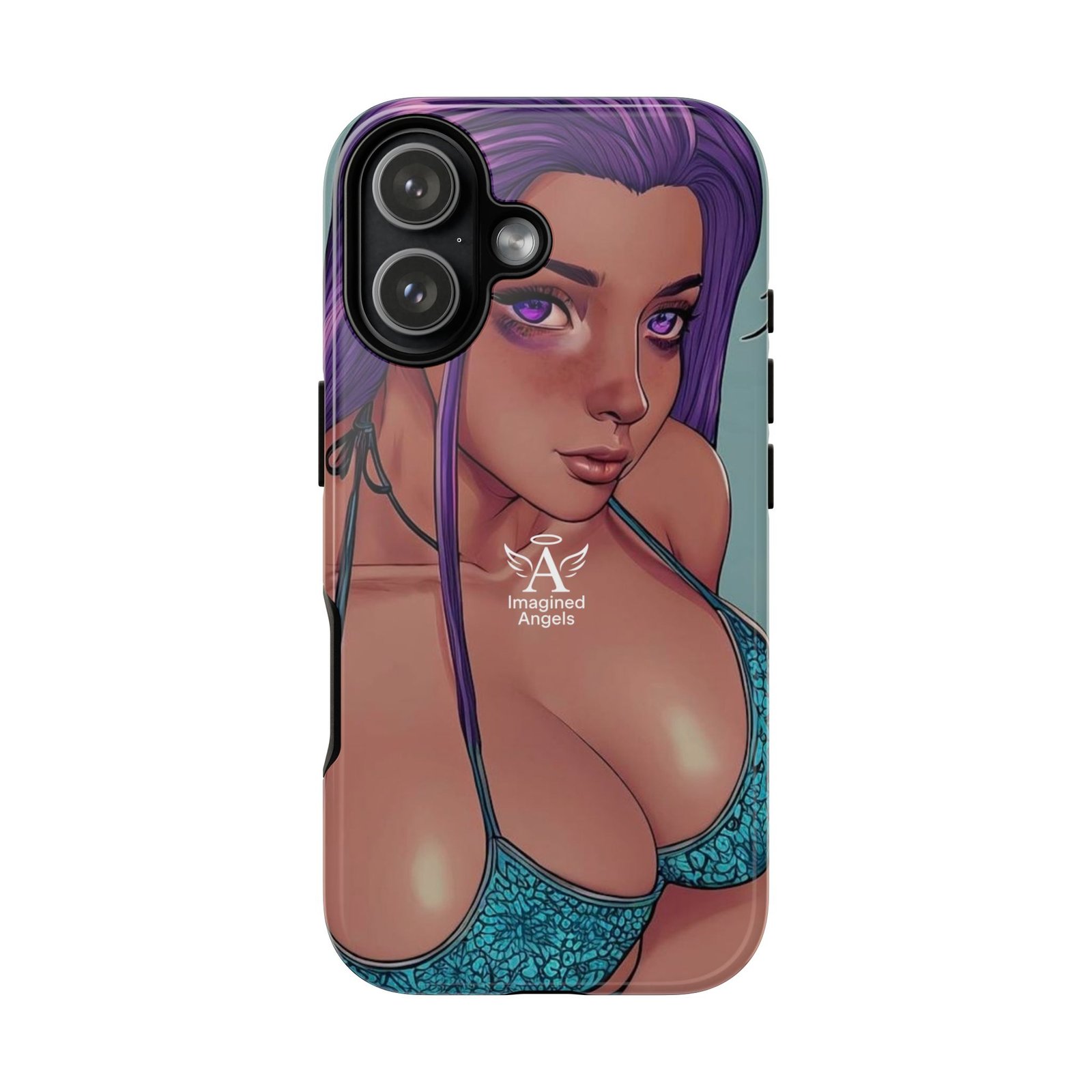 Cyberpunk Bikini Girl #1 Phone Case – Purple Hair Neon Art Cover - Image 7